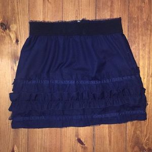 Navy Ruffle Skirt